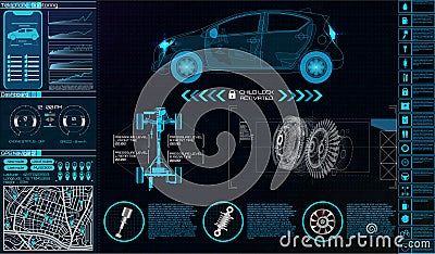 Futuristic user interface. Car service Vector Illustration